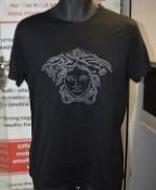 1 x Men's Genuine Versace Designer Medusa Crystal-Embellished T-Shirt In Black - Orignal RRP £600.00