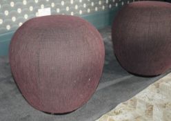 A Pair Of Chic Knitted Pouffes In A Dark Plum - Dimensions: Height 45 x Diameter 50cm - NO VAT ON