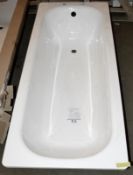 1 x Steel Bath With White Enamel Coating - Features 2 Tap Holes - Includes Box Of Fittings - New / U