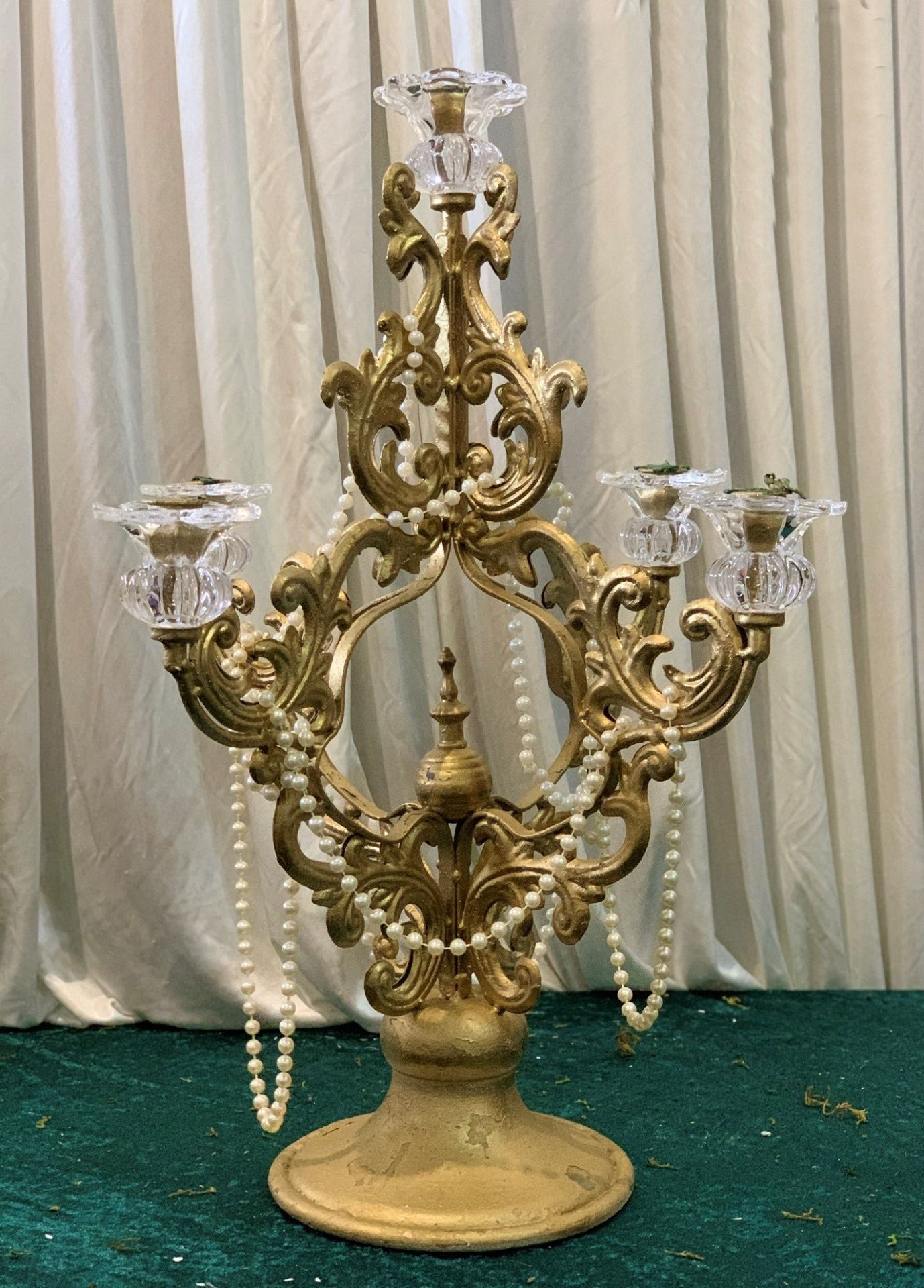 5 x Antique Gold Candlestands - Dimensions: 57x34cm - Ref: Lot 64 - CL548 - Location: Leicester