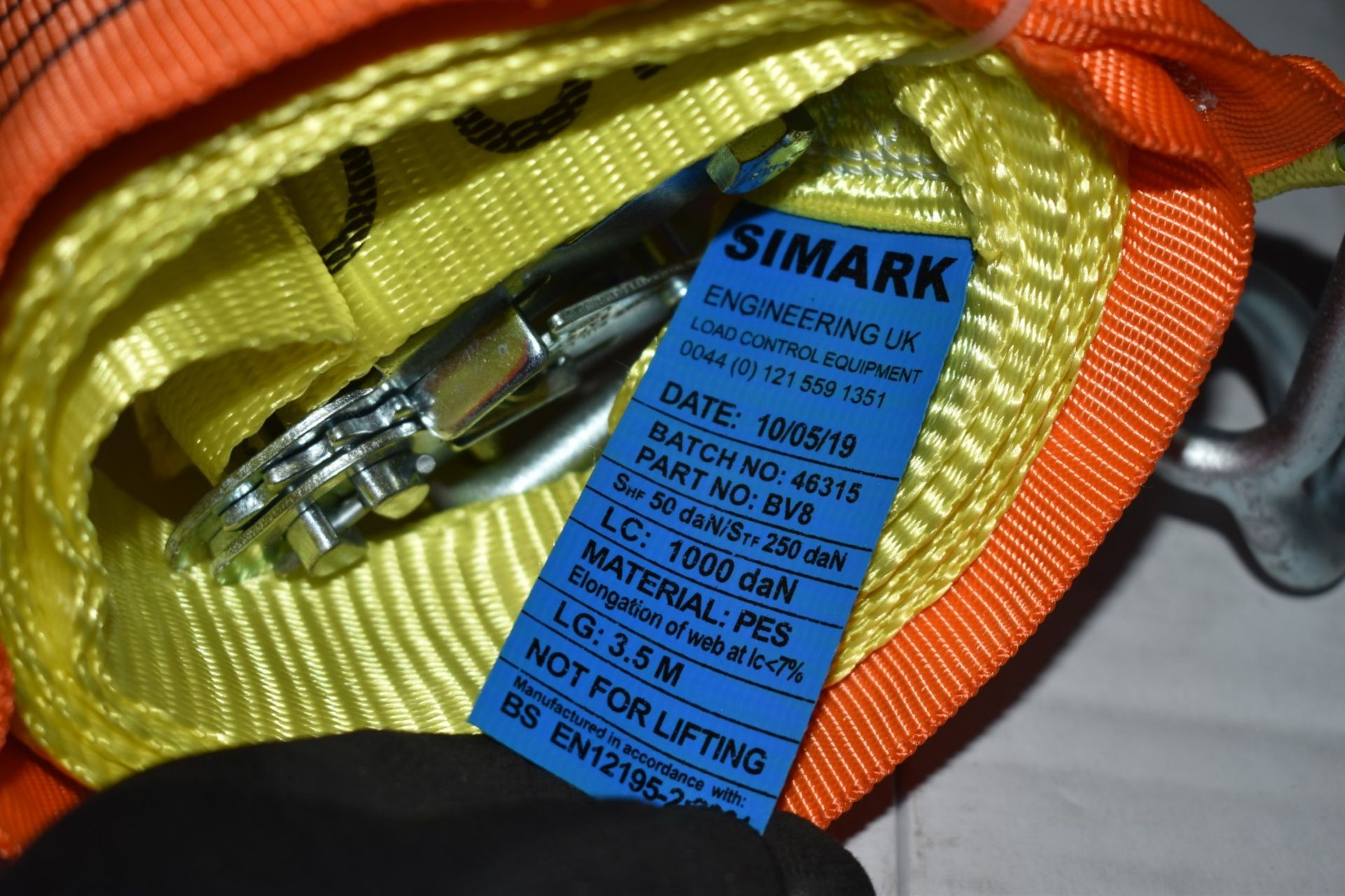 4 x Simark Load Control Cargo Vehicle Ratchet Straps - 3.5m Length - Part No BV8 - CL622 - Ref - Image 5 of 6