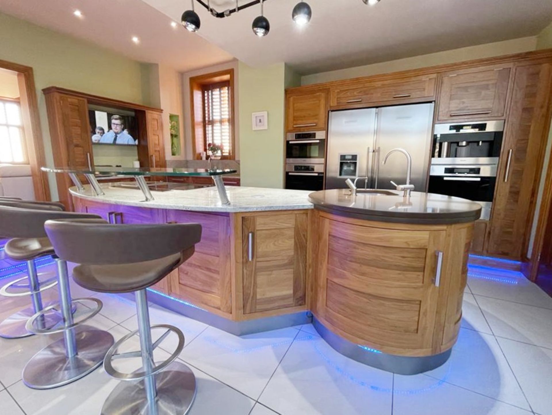 1 x Bespoke Curved Fitted Kitchen With Solid Wood Walnut Doors, Integrated Appliances, Granite Tops - Image 10 of 147