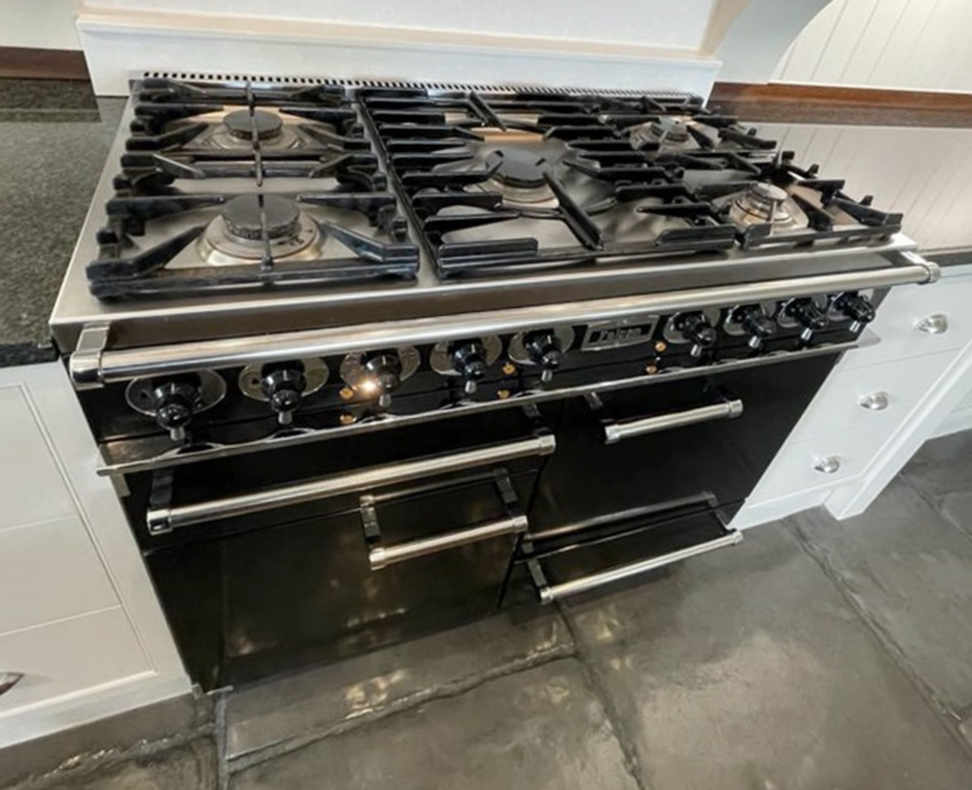 1 x FALCON 110cm Dual 5-Hob Fuel Range Cooker In Black - Model 211-Geo T LD - Original RRP £3,500