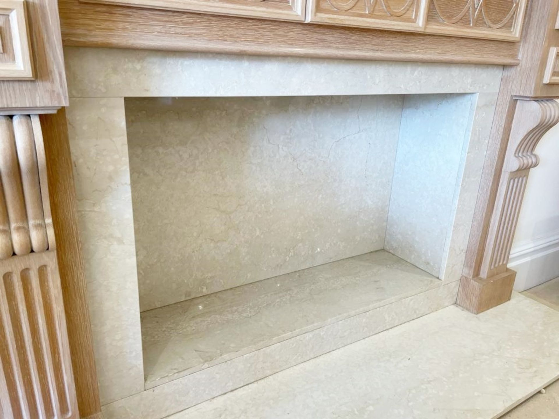 1 x Wooden Fire Surround With Marble Fire Place and Hearth - Size H118 x W174 x D14 cms With 180 x - Image 3 of 21