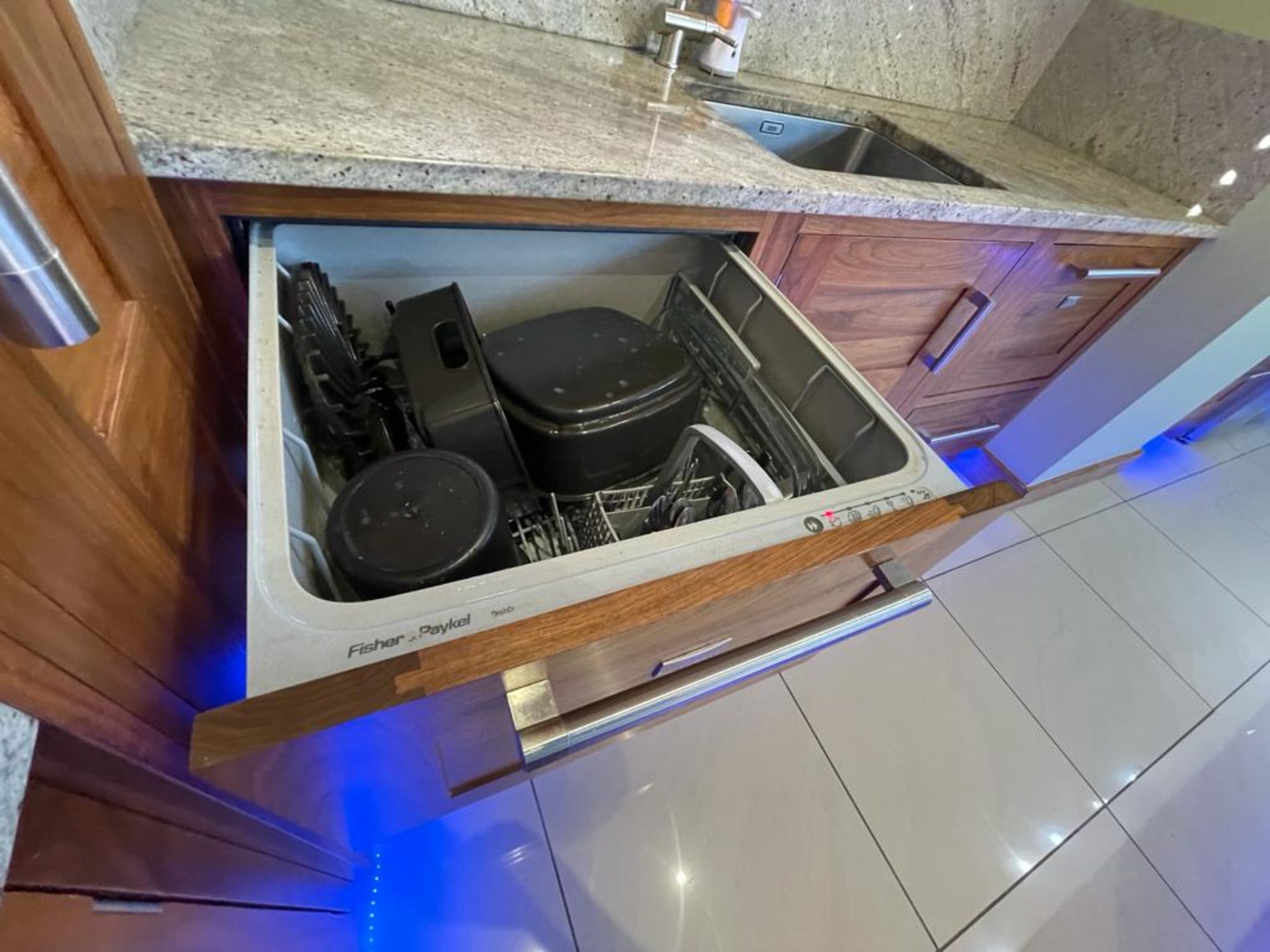 1 x Bespoke Curved Fitted Kitchen With Solid Wood Walnut Doors, Integrated Appliances, Granite Tops - Image 23 of 147