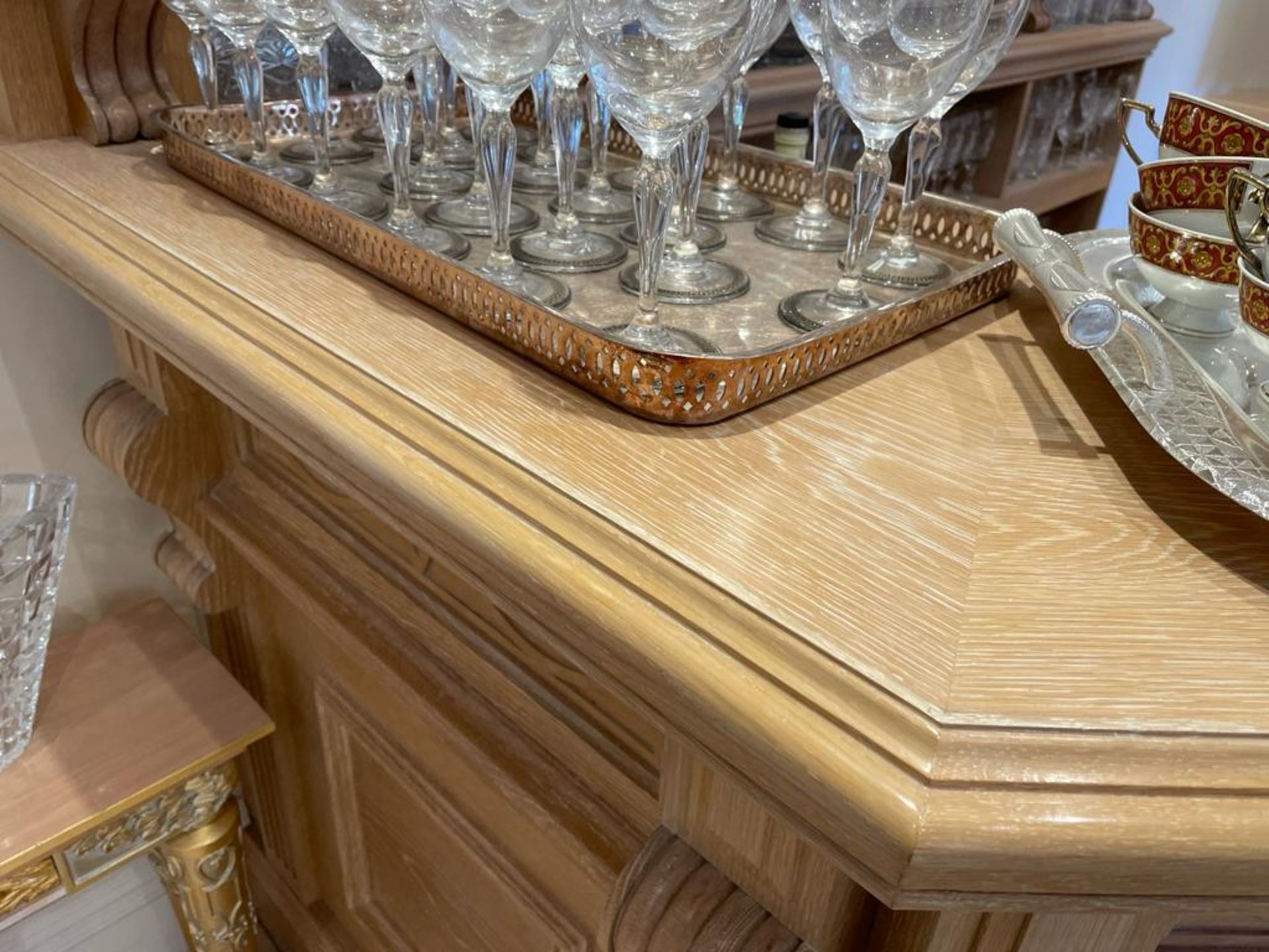 1 x Bespoke Solid Beech Home Bar With Backbar - Beautifully Crafted With Panelling and Curved - Image 19 of 25