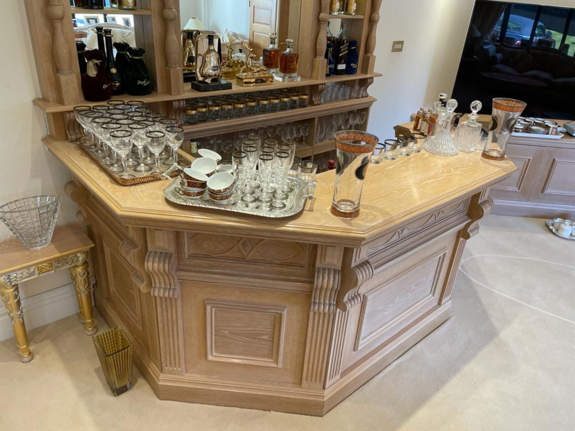 1 x Bespoke Solid Beech Home Bar With Backbar - Beautifully Crafted With Panelling and Curved - Image 21 of 25