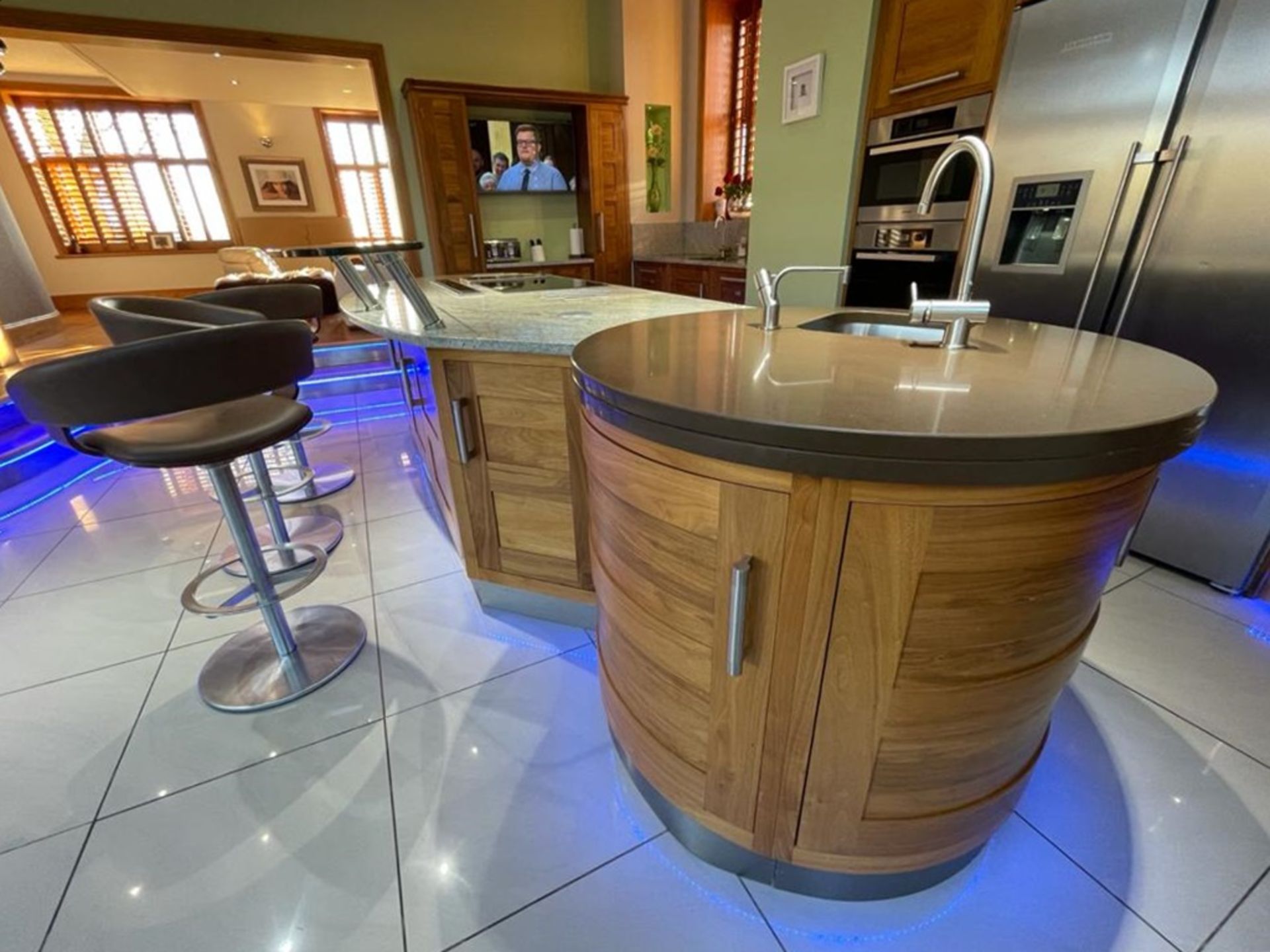 1 x Bespoke Curved Fitted Kitchen With Solid Wood Walnut Doors, Integrated Appliances, Granite Tops - Image 84 of 147