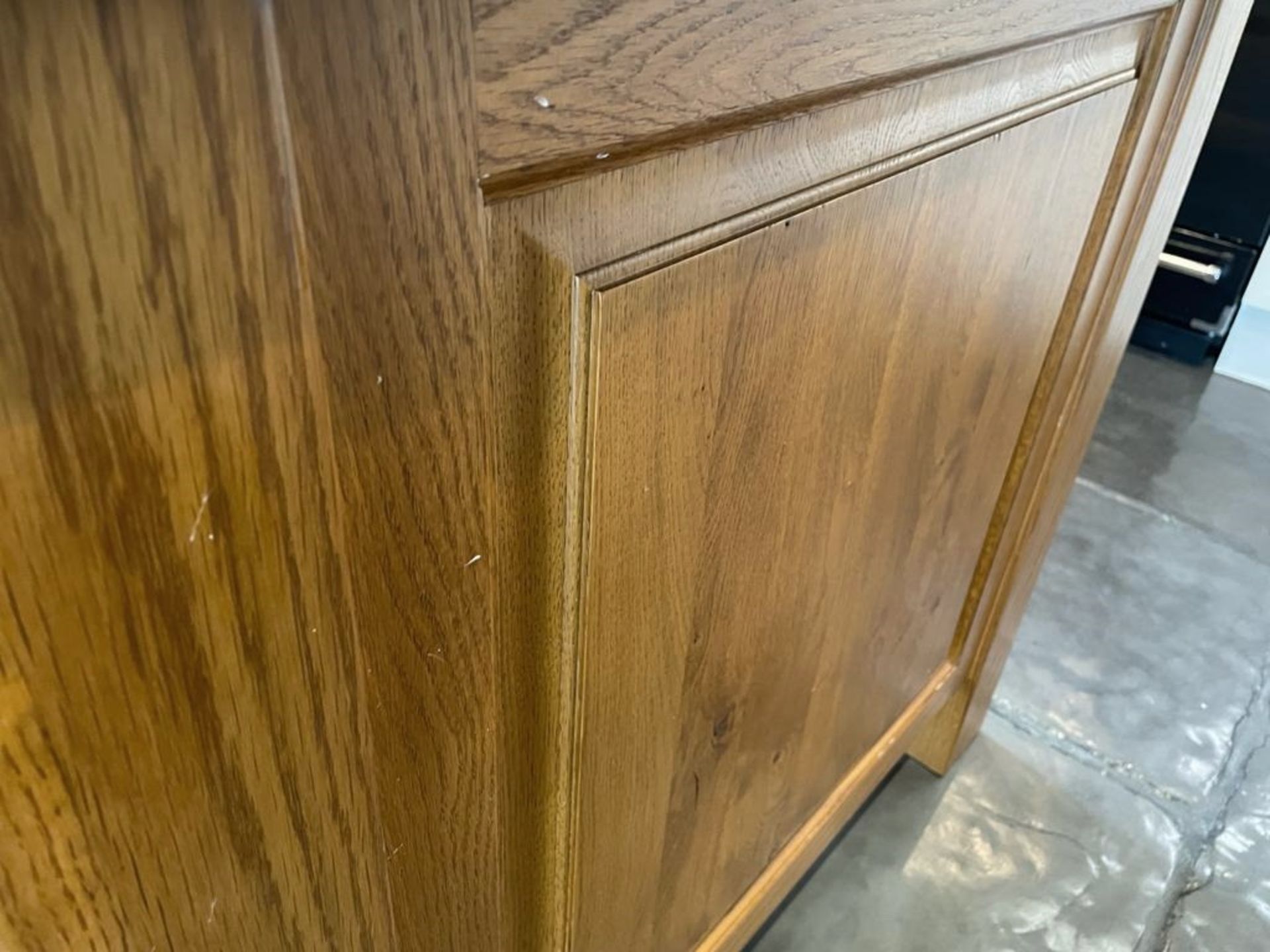 1 x Rustic Solid Wood French Country Kitchen Island With Drawers, Wine Racking + Chopping Block Top - Image 10 of 14