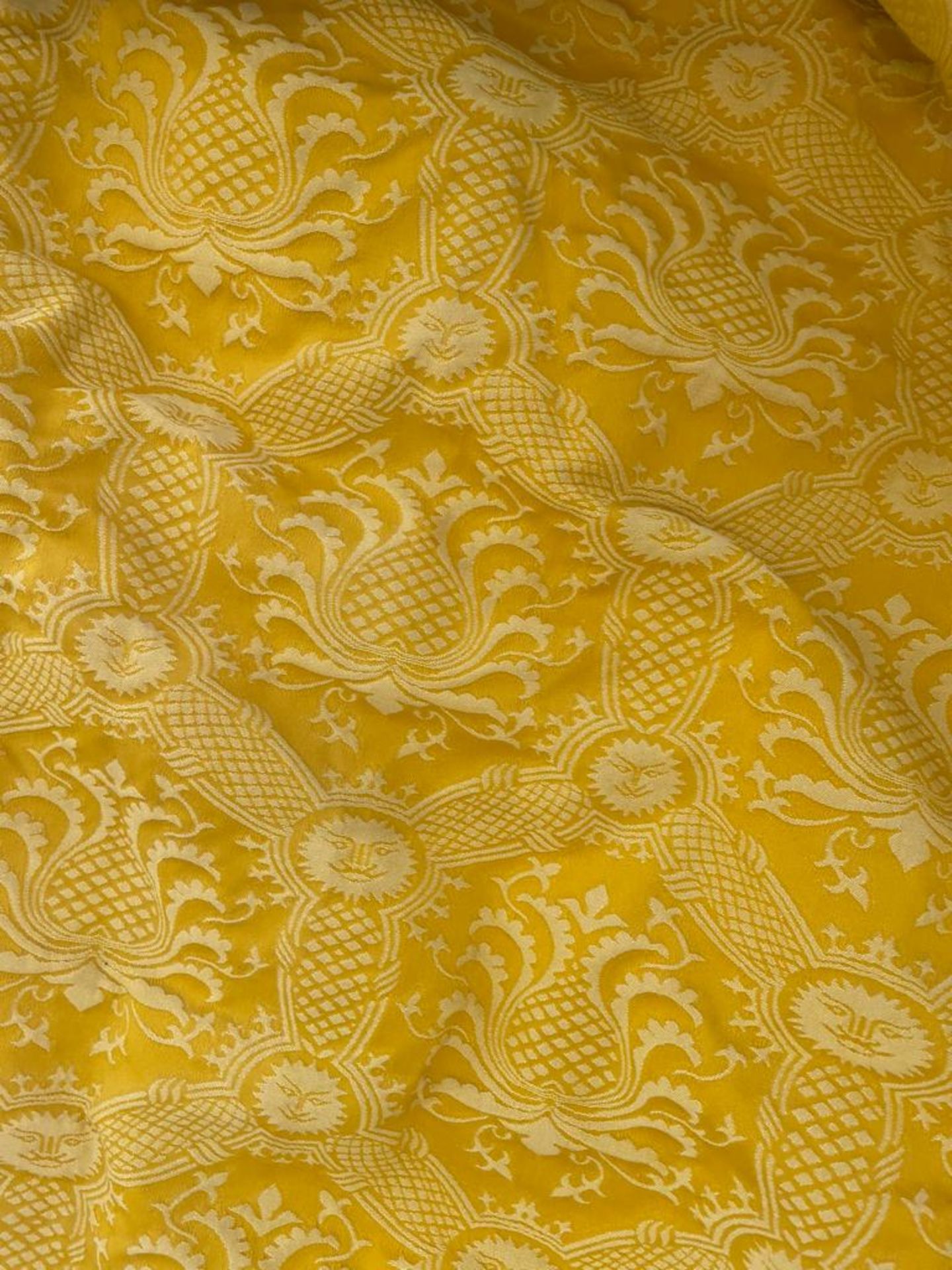 1 x Pair of Embroided Fabric Curtains With Liner - Features a Sun God Design in Yellow - NO VAT ON