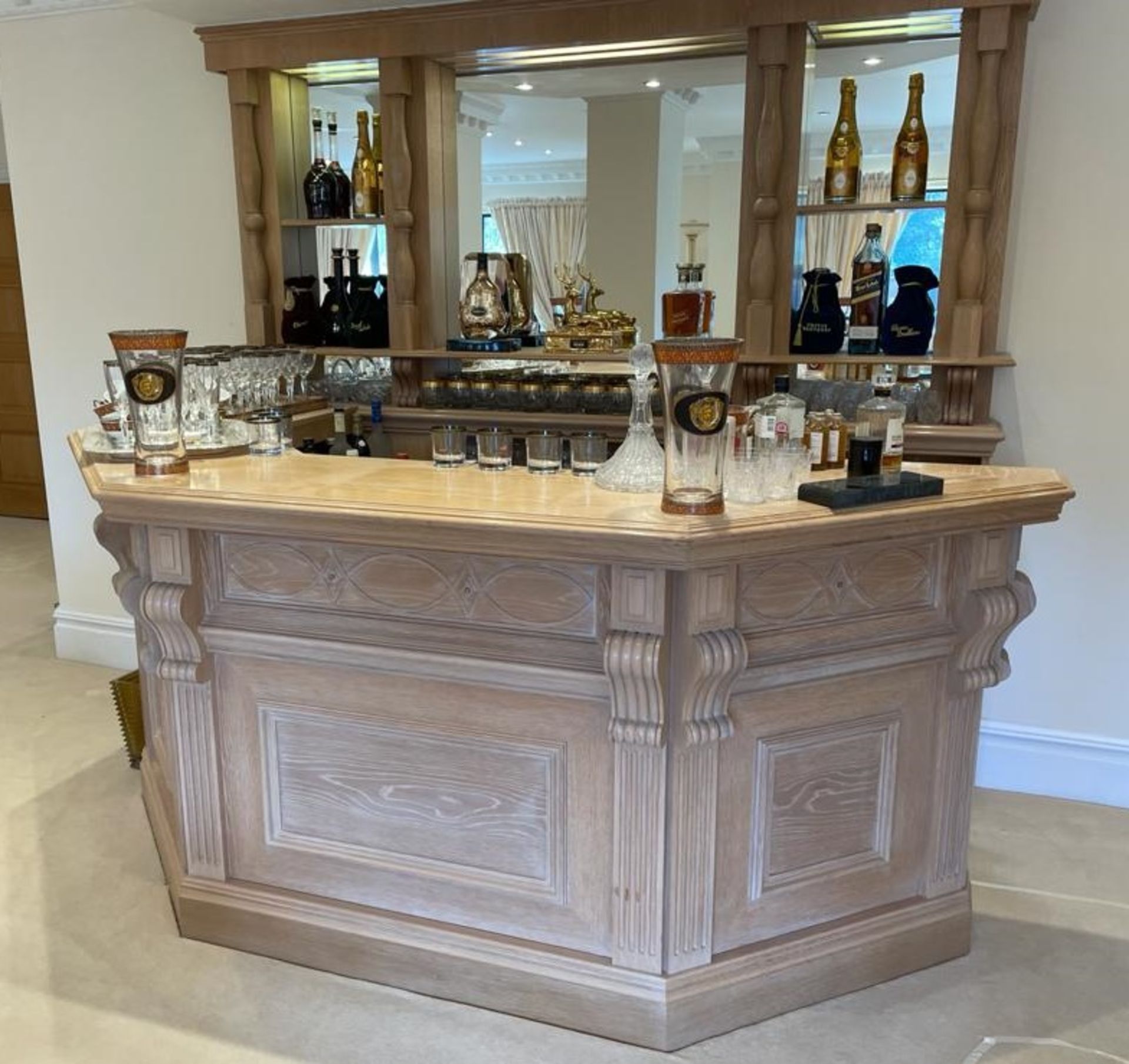 1 x Bespoke Solid Beech Home Bar With Backbar - Beautifully Crafted With Panelling and Curved - Image 23 of 25