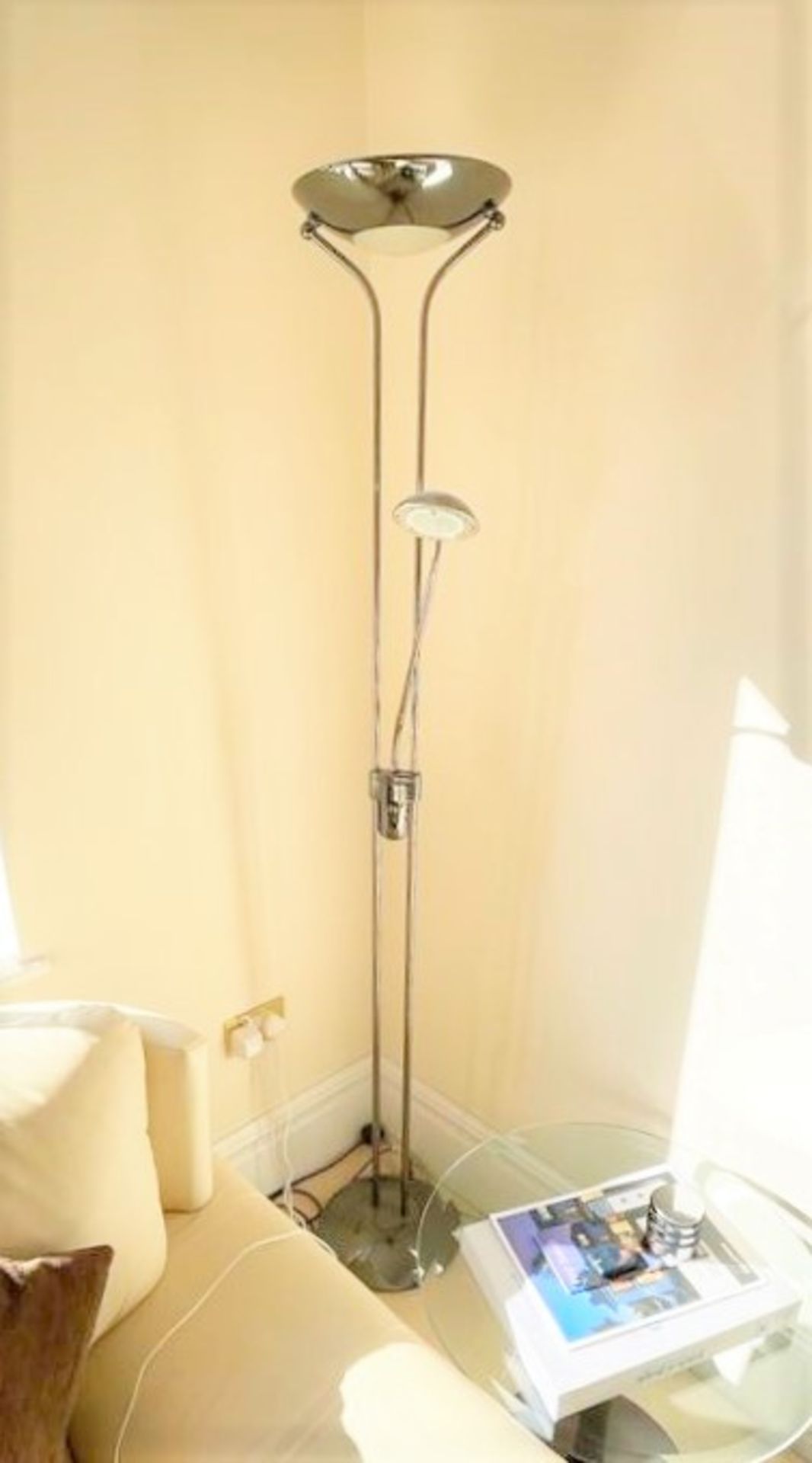 1 x Chrome Floor Lamp With Uplight and Reading Light - Approx Height 6ft - NO VAT ON THE HAMMER - - Image 3 of 3