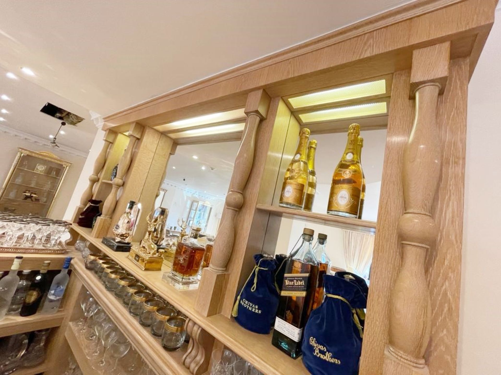 1 x Bespoke Solid Beech Home Bar With Backbar - Beautifully Crafted With Panelling and Curved - Image 8 of 25