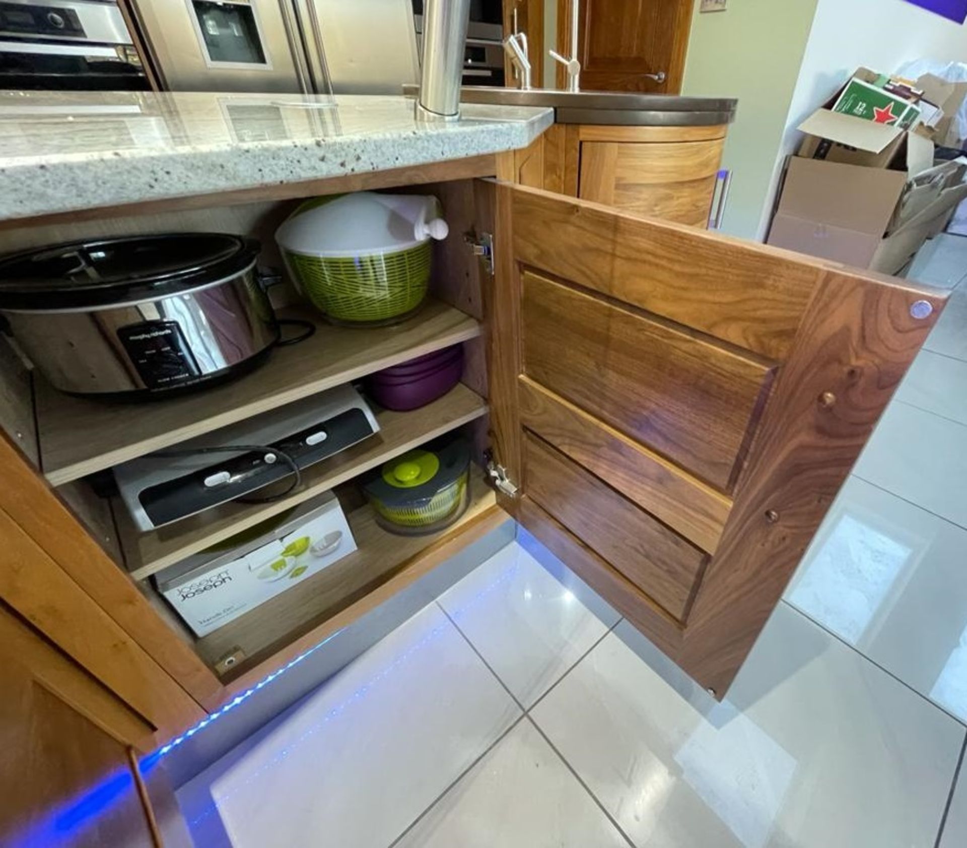 1 x Bespoke Curved Fitted Kitchen With Solid Wood Walnut Doors, Integrated Appliances, Granite Tops - Image 133 of 147