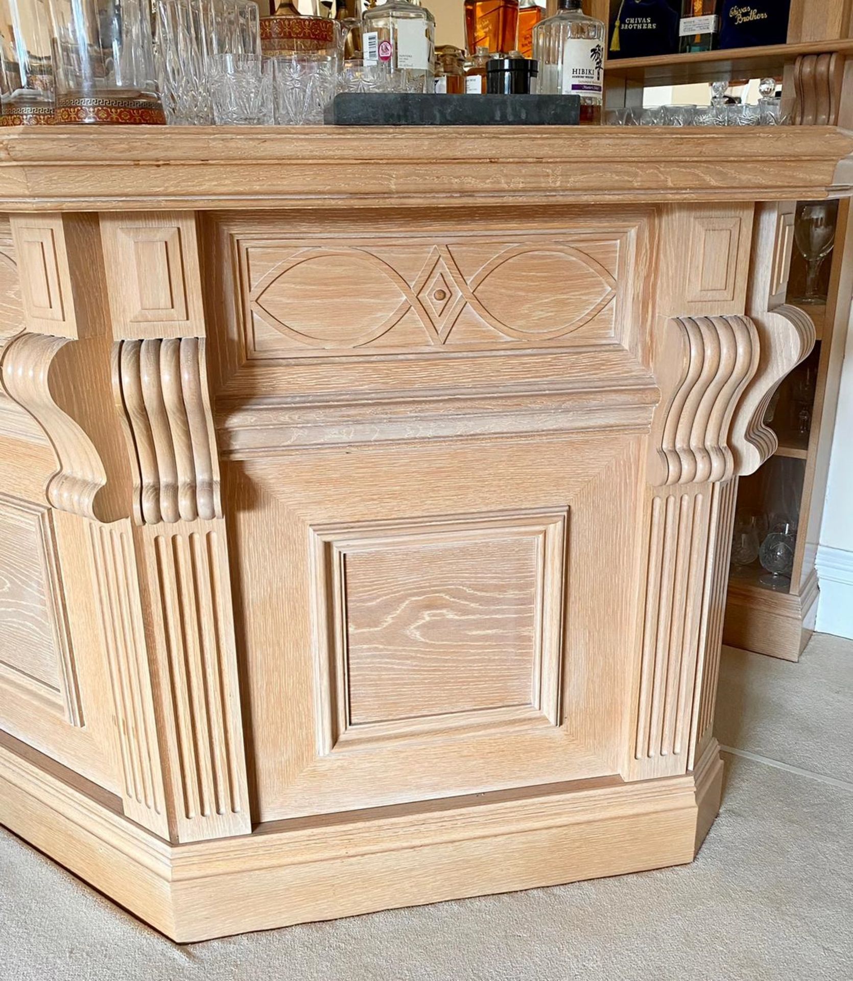 1 x Bespoke Solid Beech Home Bar With Backbar - Beautifully Crafted With Panelling and Curved - Image 3 of 25