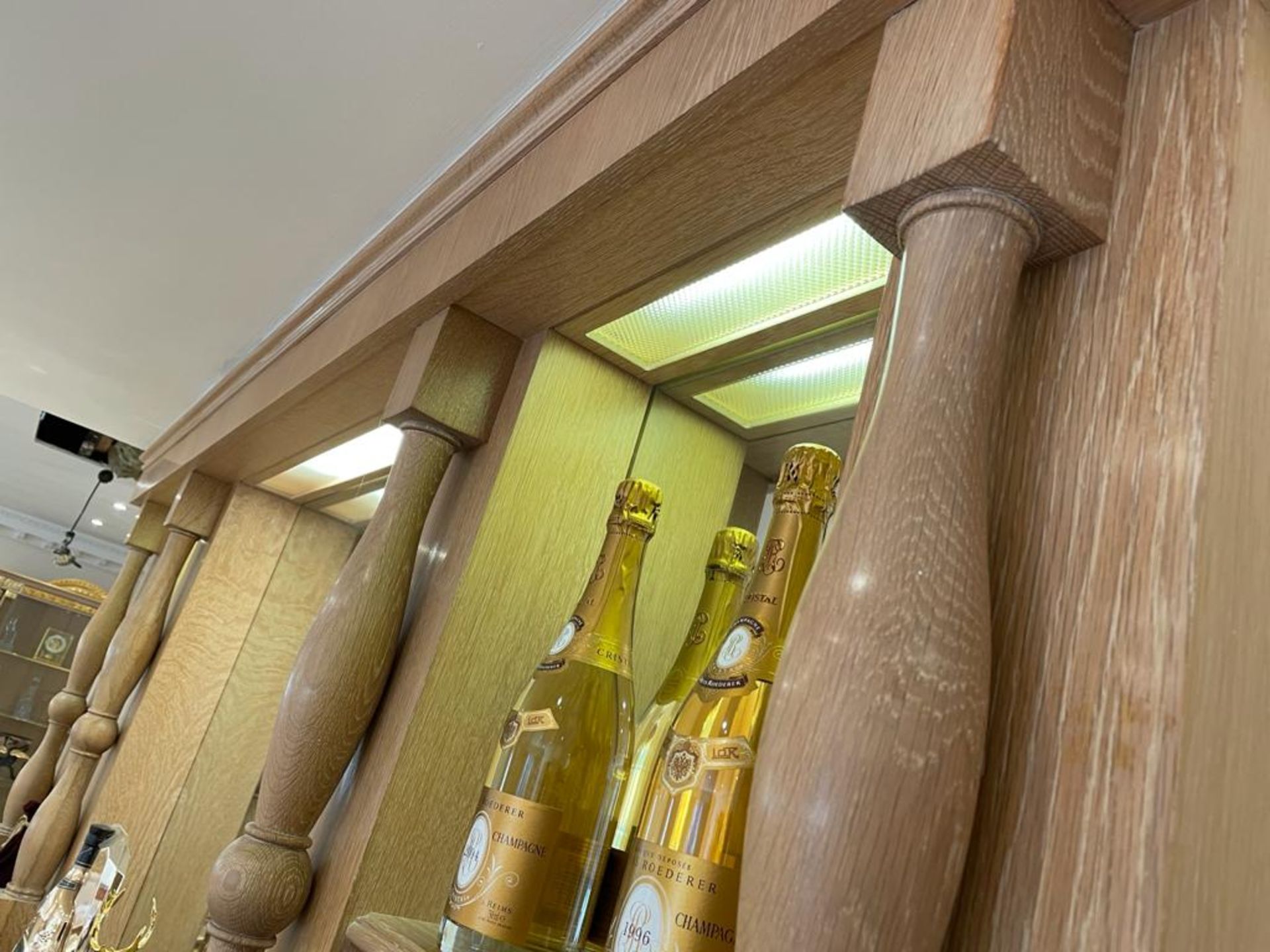 1 x Bespoke Solid Beech Home Bar With Backbar - Beautifully Crafted With Panelling and Curved - Image 9 of 25