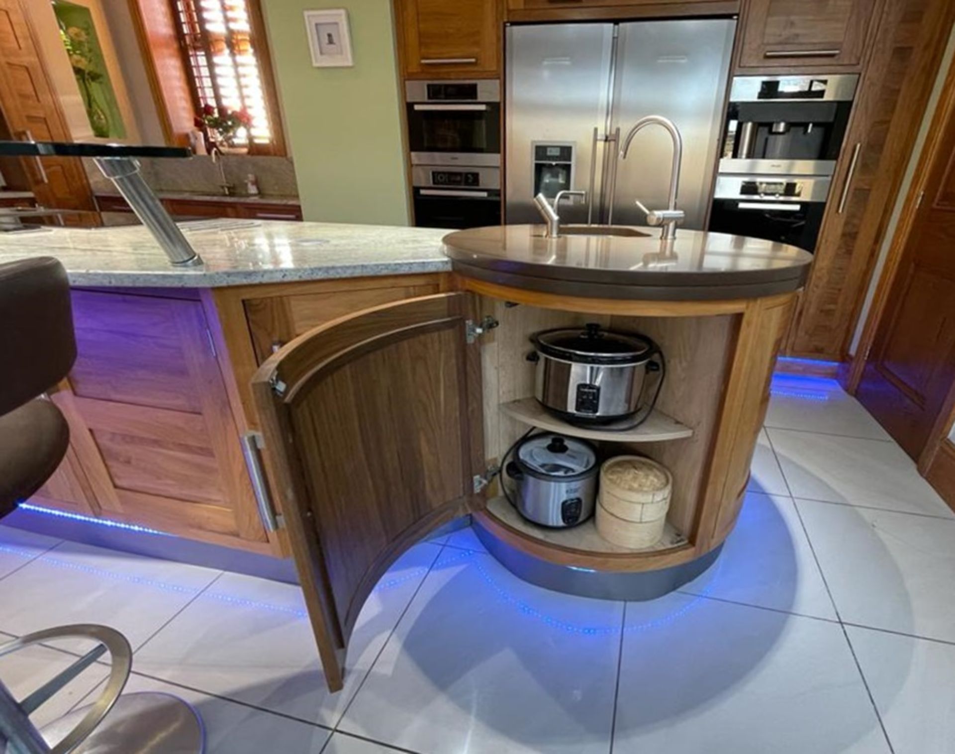 1 x Bespoke Curved Fitted Kitchen With Solid Wood Walnut Doors, Integrated Appliances, Granite Tops - Image 70 of 147