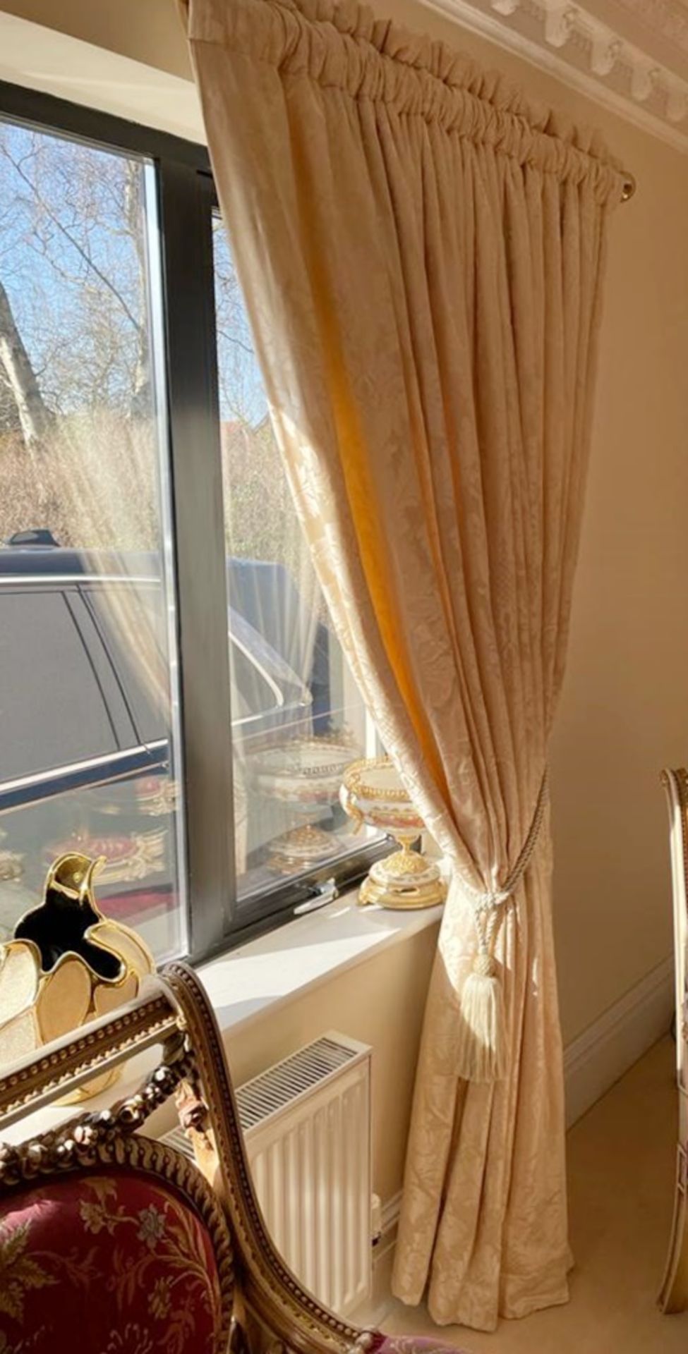 1 x Pair of Fabric Curtains With Blackout Liner and Brass Curtain Rail - Height 220 x Pole Length - Image 4 of 6