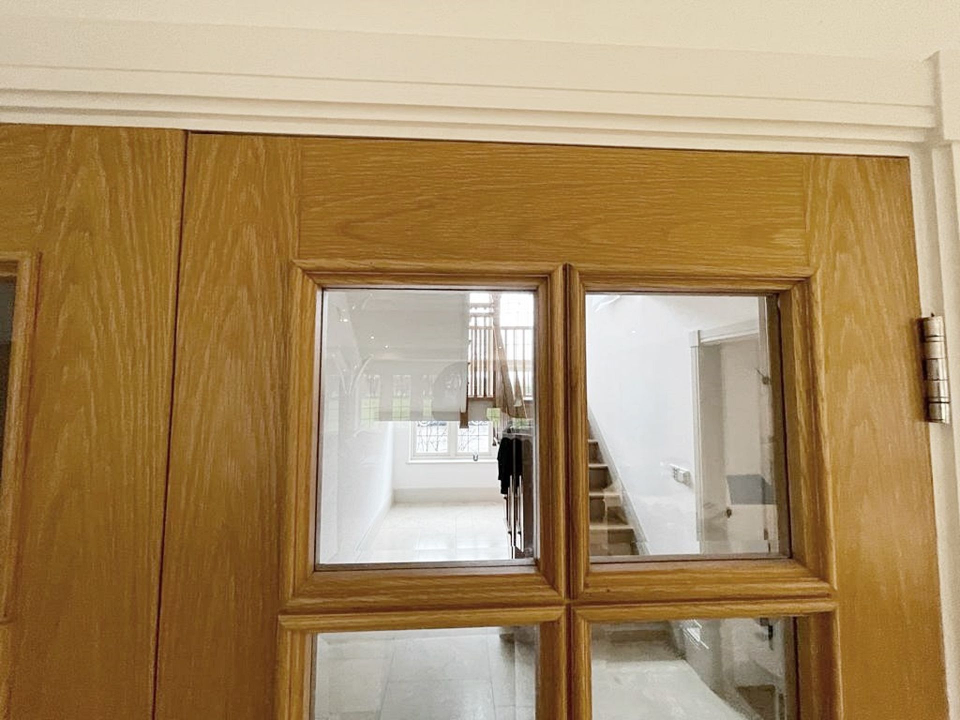 1 x Set Of Solid Oak Wood Glazed Internal Double Doors - Includes Hinges and Handles - NO VAT - Image 5 of 6