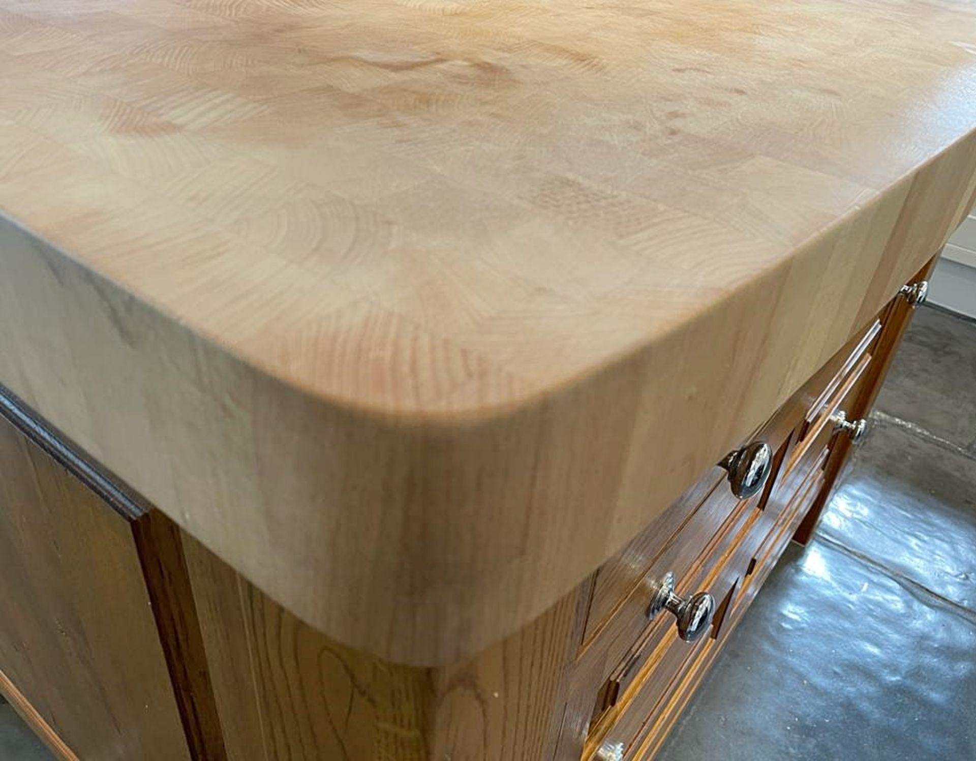 1 x Rustic Solid Wood French Country Kitchen Island With Drawers, Wine Racking + Chopping Block Top - Image 7 of 14