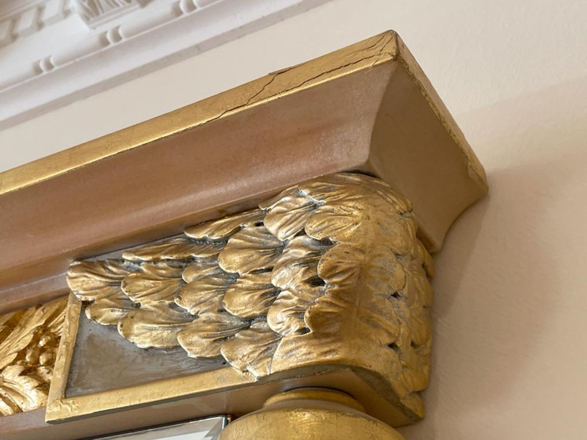 1 x Ornate Overmantel Wall Mirror With Fine Carving Work and Moulded Cornice - Features a Bevelled - Image 6 of 9