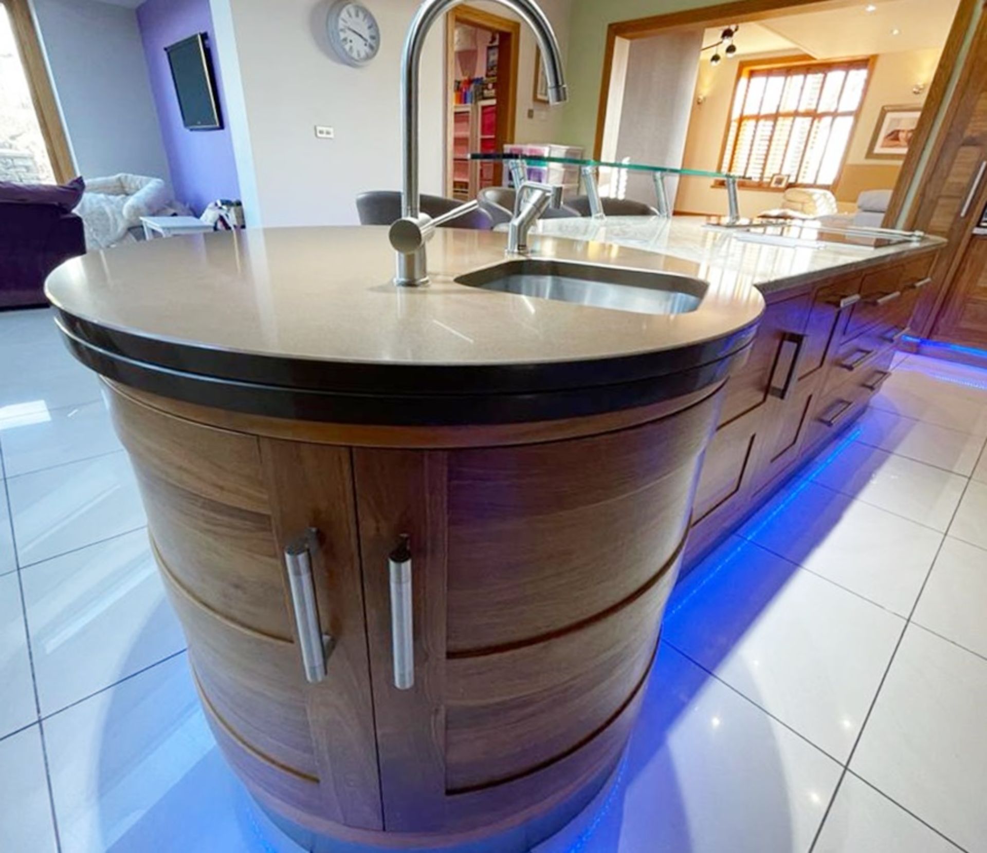 1 x Bespoke Curved Fitted Kitchen With Solid Wood Walnut Doors, Integrated Appliances, Granite Tops - Image 83 of 147