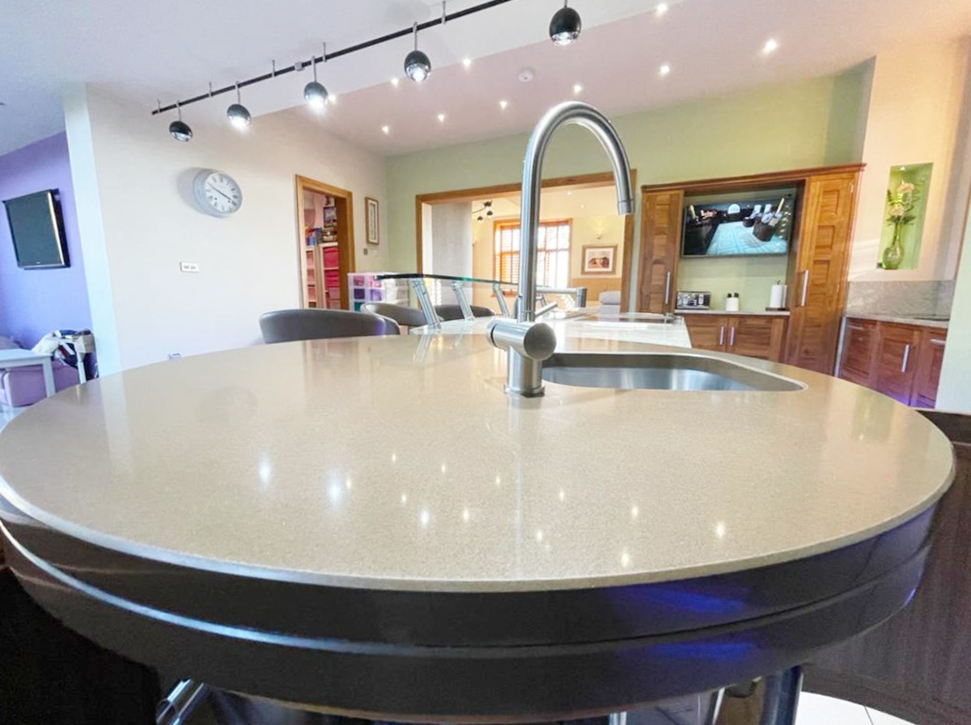 1 x Bespoke Curved Fitted Kitchen With Solid Wood Walnut Doors, Integrated Appliances, Granite Tops - Image 72 of 147