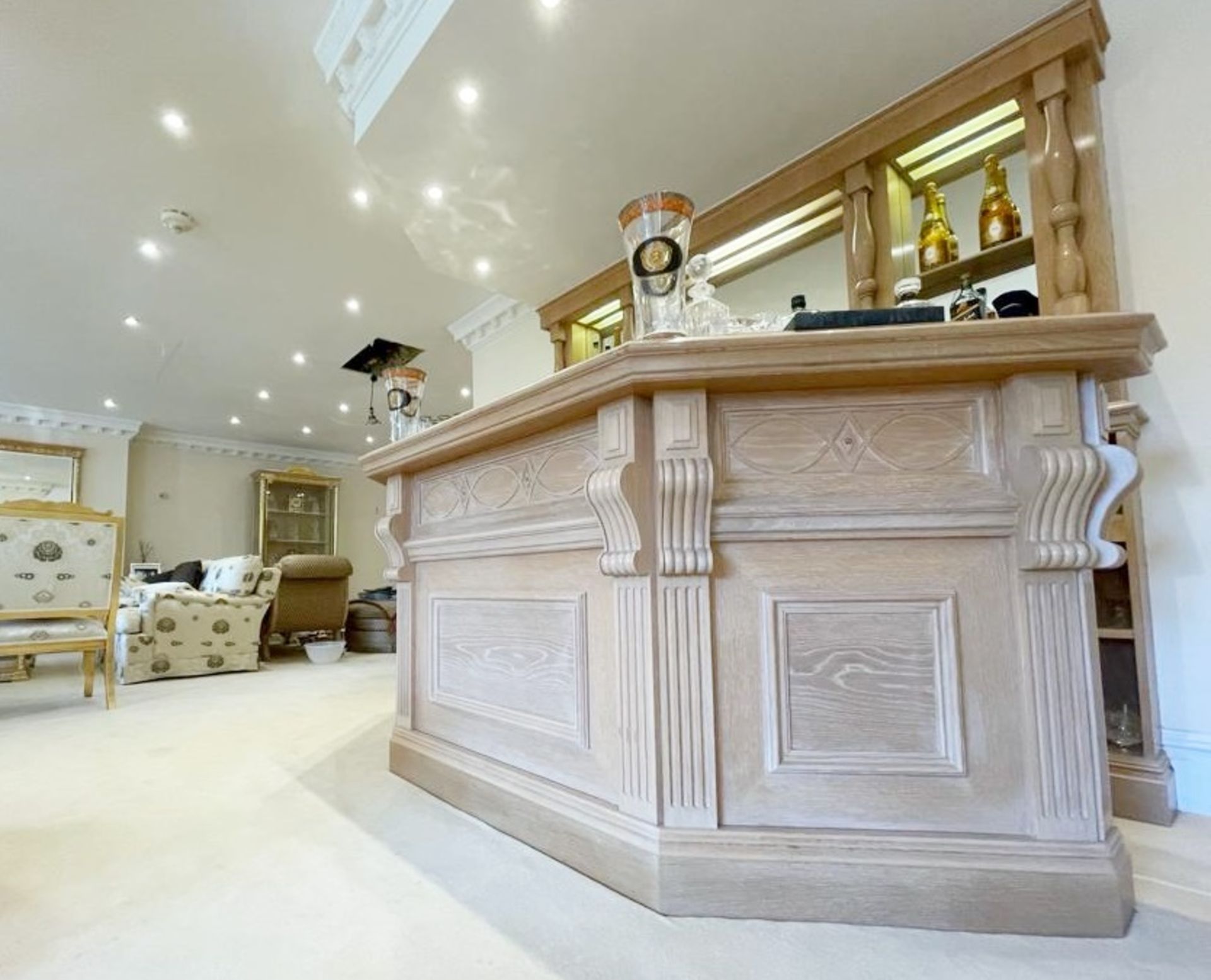 1 x Bespoke Solid Beech Home Bar With Backbar - Beautifully Crafted With Panelling and Curved - Image 25 of 25