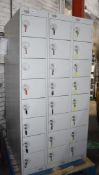 6 x Link Biocote 8 Door Staff Lockers in Grey With Keys and Anti Clutter Slope Tops - Very Good