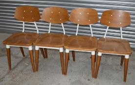 8 x Contemporary Commercial Dining Chairs With A Sturdy Wood And Metal Construction