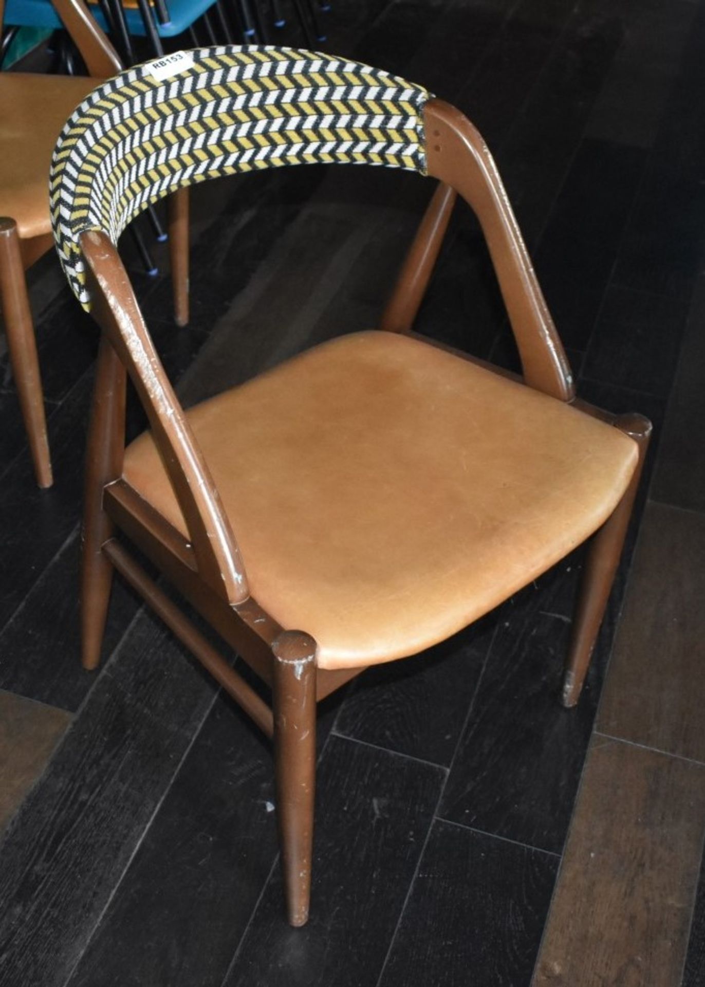 2 x Dining Chairs With Bent Wood Frames, Tan Seats and Fabric Backrests - Ref: RB153 - CL558 - - Image 2 of 3