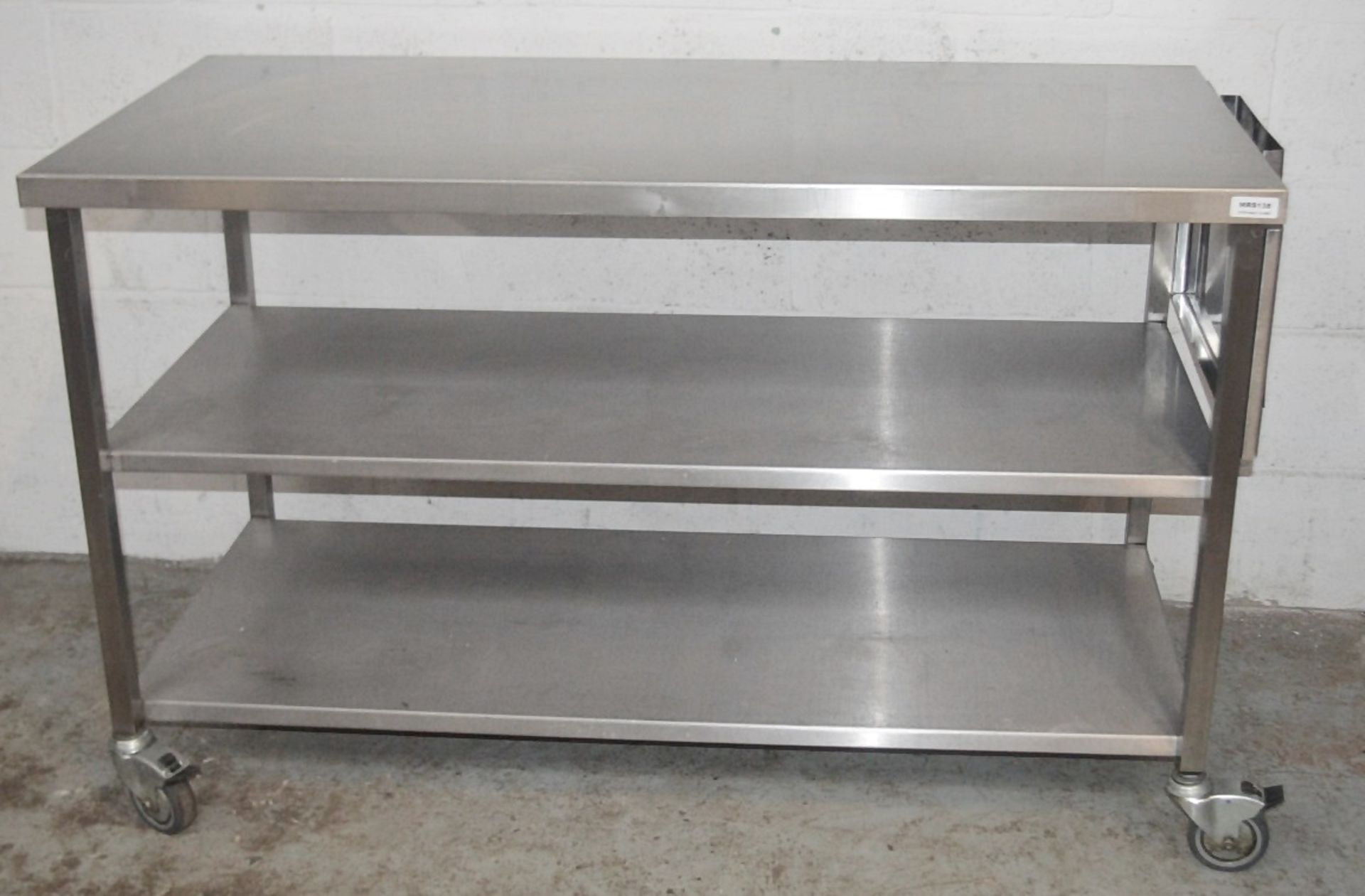 1 x Stainless Steel Commercial Kitchen Prep Trolley - Dimensions: H88 x W143 x D67cm - Very Recently