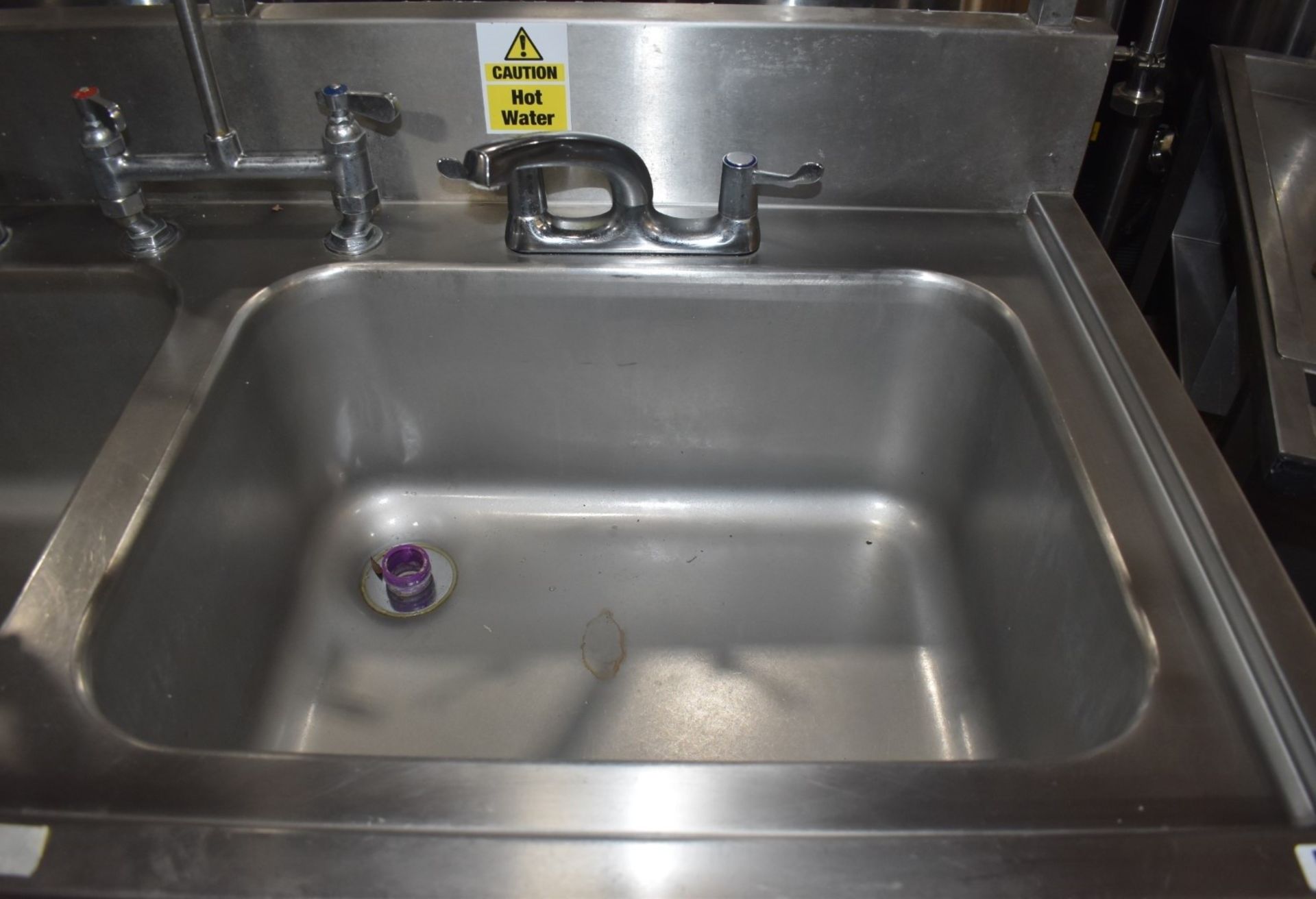 1 x Commercial Kitchen Wash Station With Two Large Sink Bowls, Mixer Taps, Spray Wash Gun, - Image 13 of 15