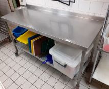 1 x Stainless Steel Commercial Kitchen Prep Bench With Undershelf And Upstand