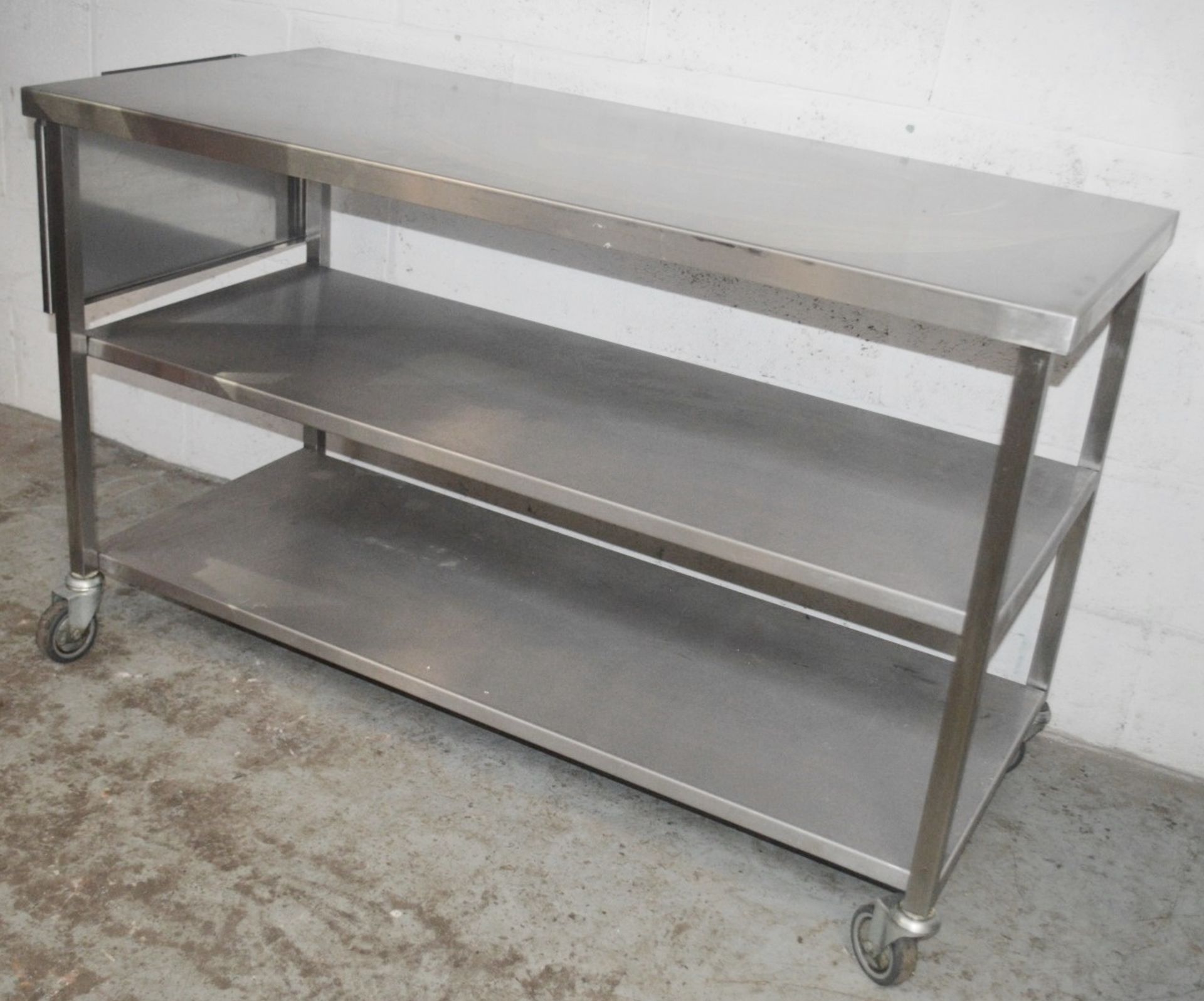 1 x Stainless Steel Commercial Kitchen Prep Trolley - Dimensions: H88 x W143 x D67cm - Very Recently - Image 3 of 4