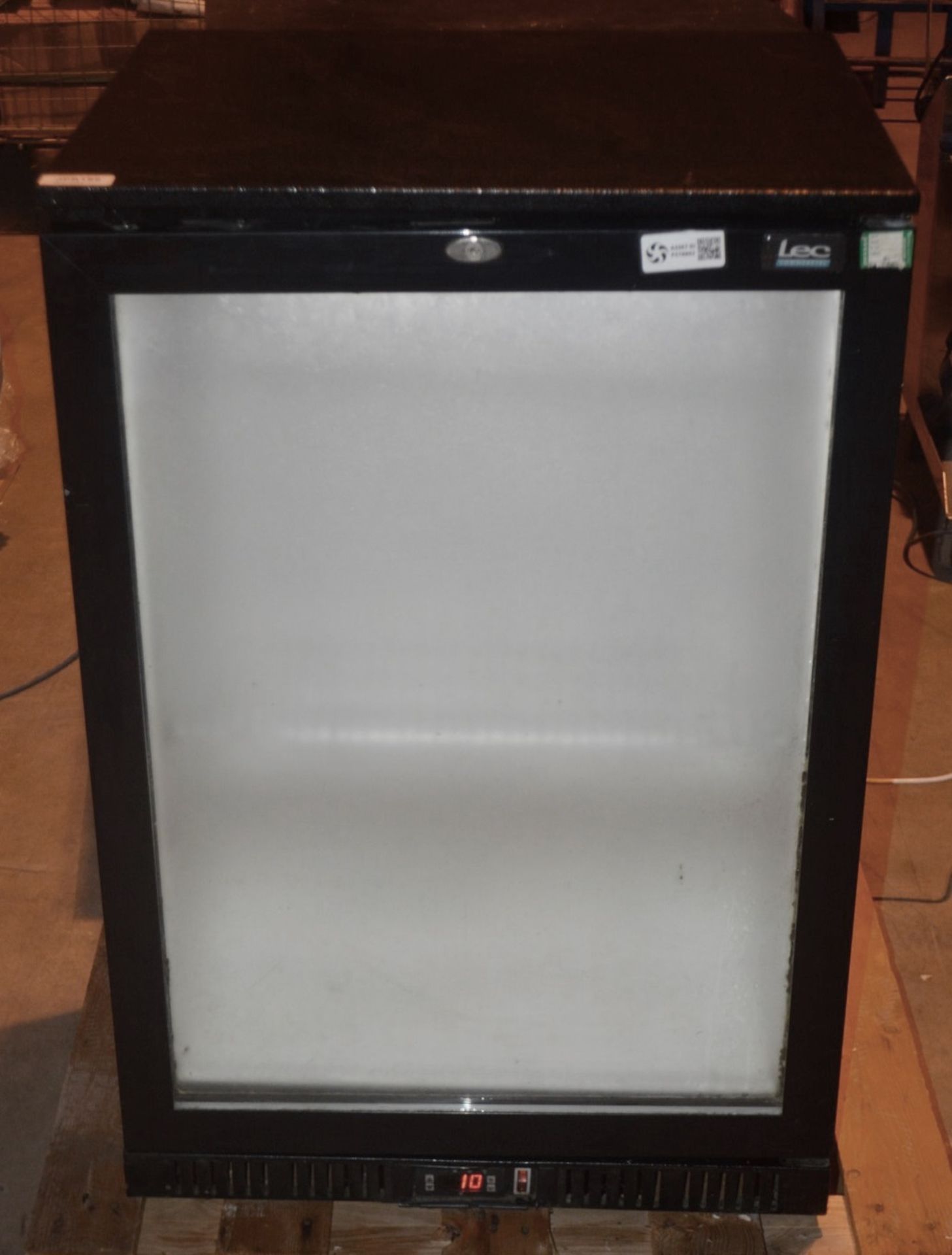 1 x LEC Commercial Bottle Fridge With Frosted Glass Doors - Dimensions: H90 x W60 x D50cm - Very