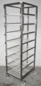 1 x Stainless Steel Commercial 8-Shelf Kitchen Veg Rack / Fridge Trolley On Castors - Dimensions: