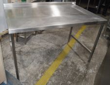 1 x Stainless Steel Commercial Kitchen Large Prep Bench With Upstand - Dimensions: H95 x W145 x