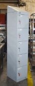 1 x Link Biocote 5 Door Staff Locker in Grey With Keys and Anti Clutter Slope Top - Very Good Pre-