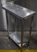 1 x Stainless Steel Fill In Prep Table With Upstand and Undershelf - H90 x W30 x D65 cms -