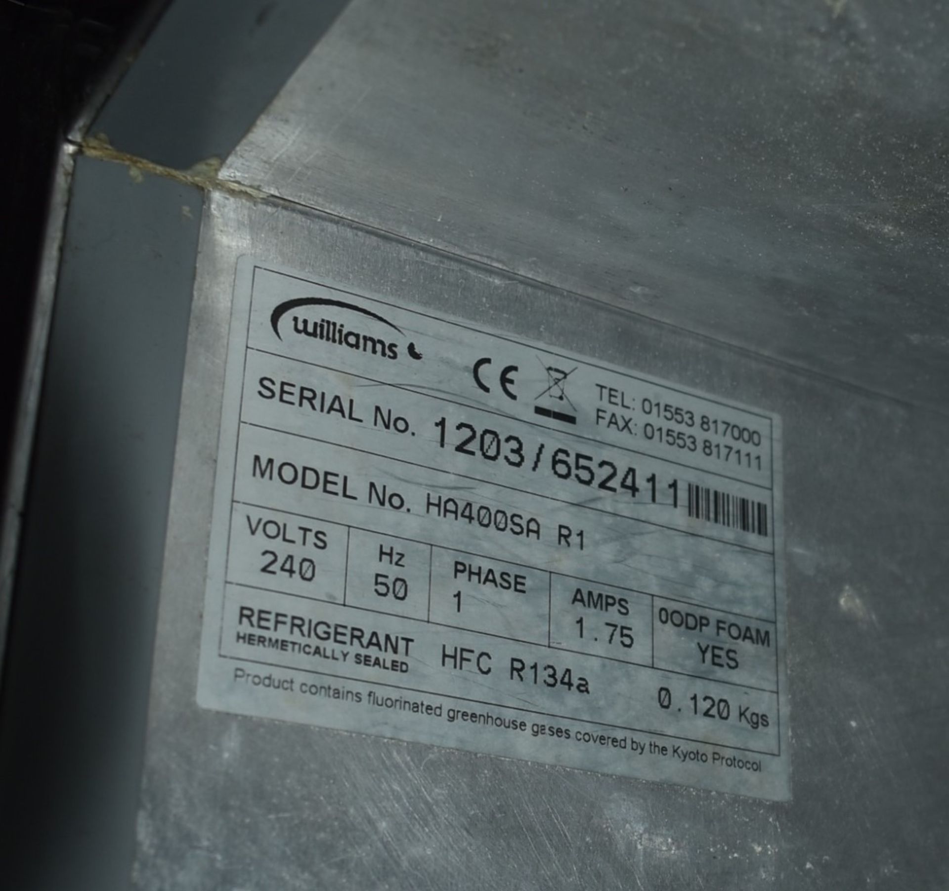 1 x Williams HA400SA Upright Commercial 410 Liter Refrigerator - CL586 - Location: Altrincham WA14 - Image 4 of 4