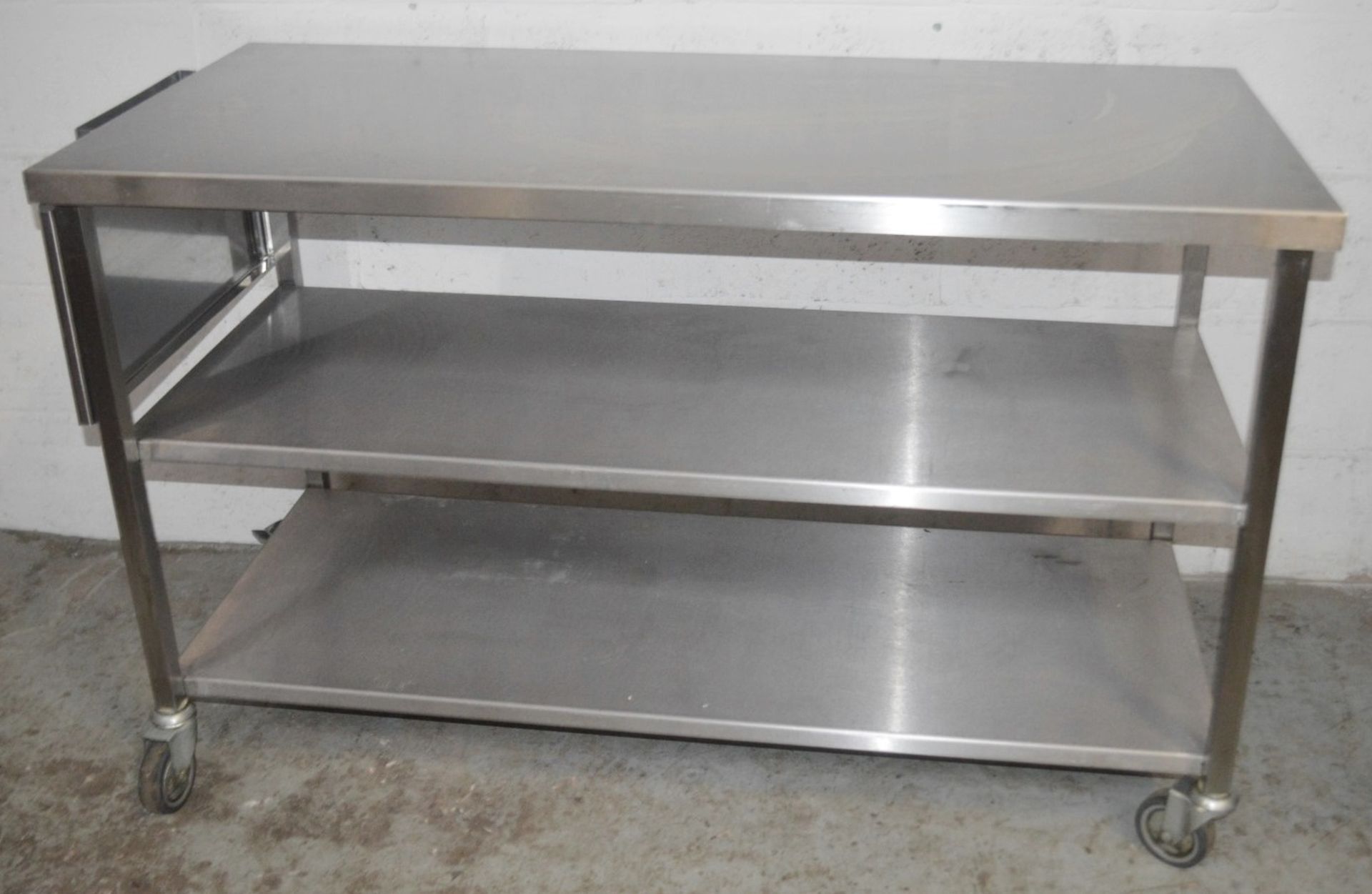 1 x Stainless Steel Commercial Kitchen Prep Trolley - Dimensions: H88 x W143 x D67cm - Very Recently - Image 4 of 4