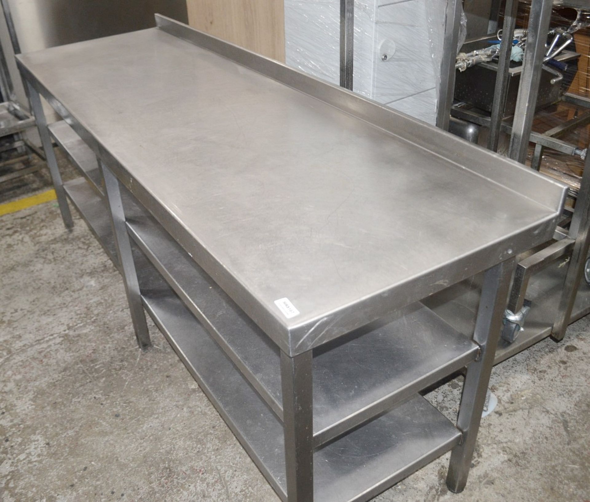 1 x Stainless Steel Commercial Kitchen Large Prep Bench With Undershelves And Upstand - - Image 2 of 3