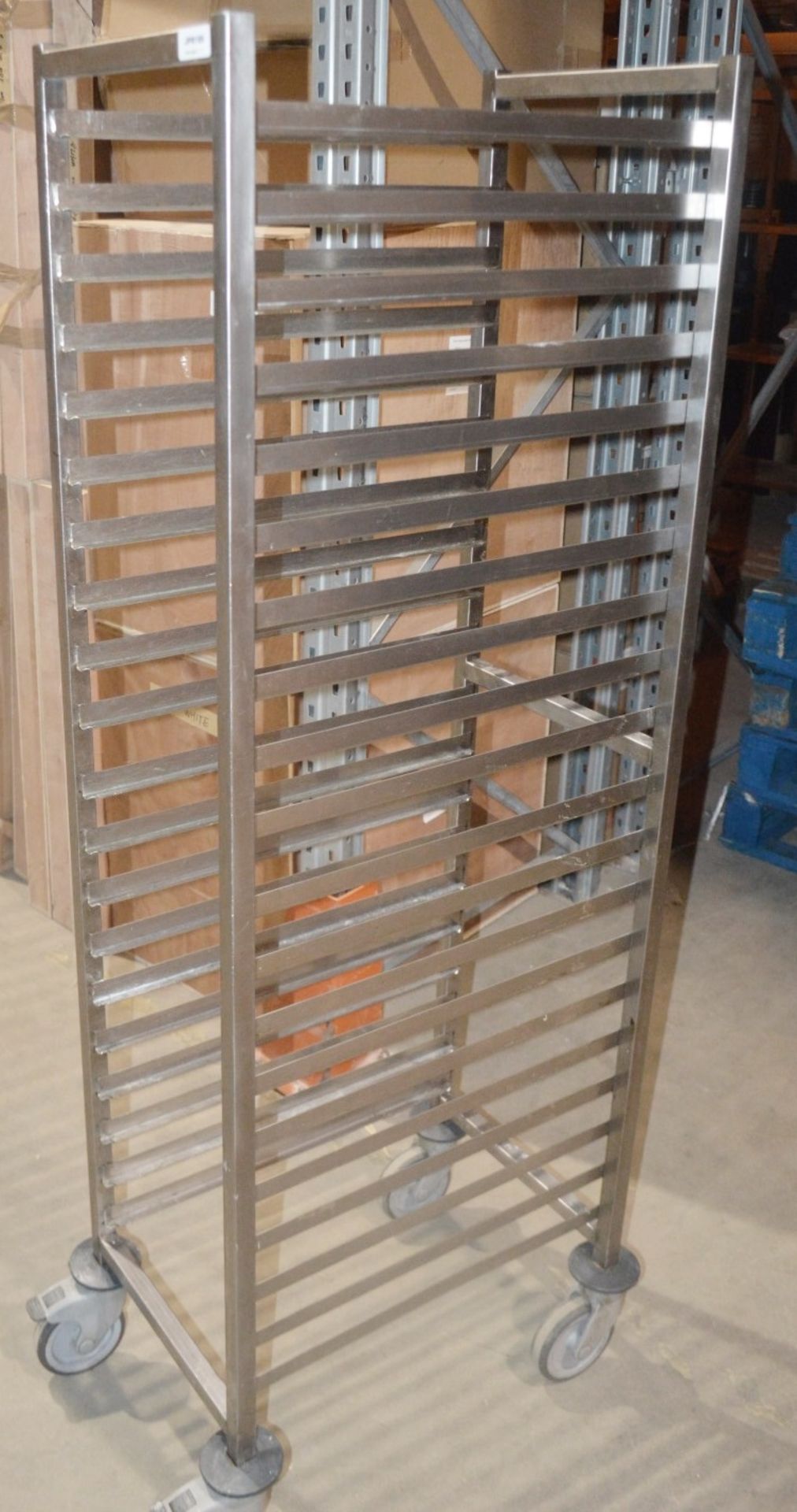 1 x Stainless Steel Commercial Kitchen Rack On Castors - Dimensions: H165 x W40 x D48cm - Very