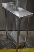 1 x Stainless Steel Fill In Prep Table With Upstand and Undershelf - H90 x W30 x D65 cms -