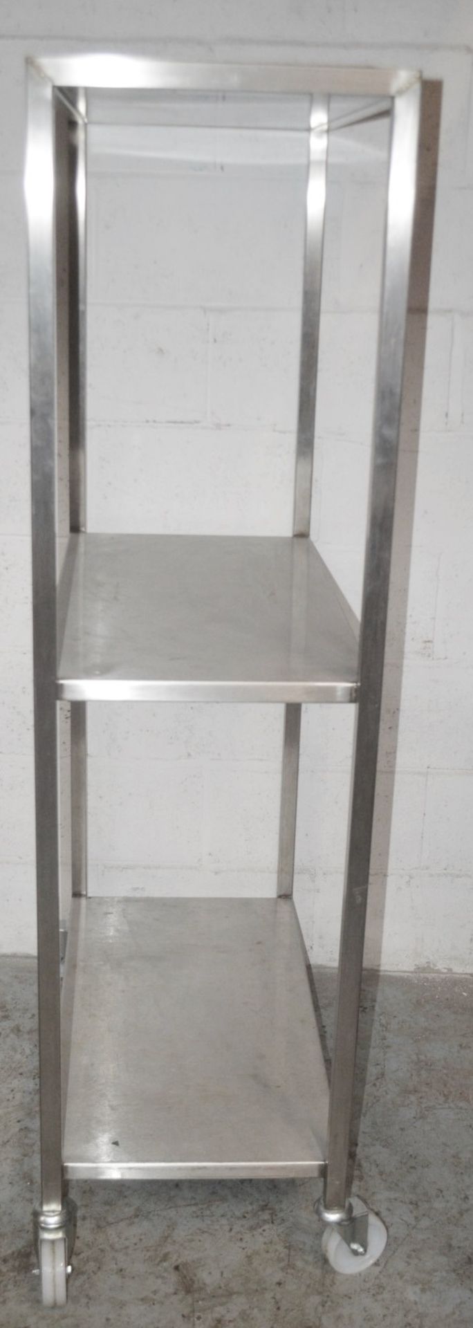 1 x Stainless Steel 1.7 Metre Tall Commercial Kitchen Trolley On Castors - Dimensions: H170 x W90 - Image 2 of 3