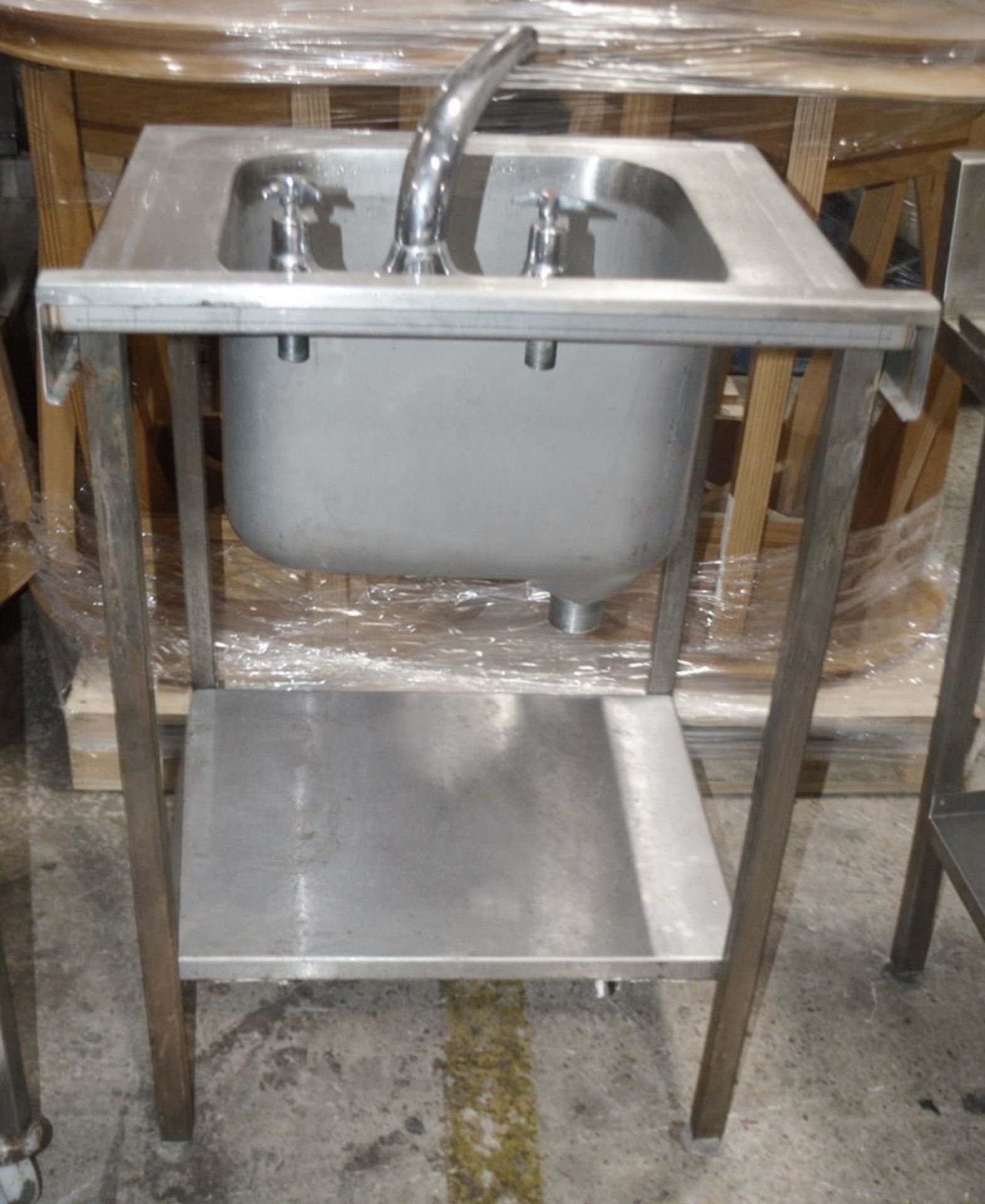 1 x Stainless Steel Commercial Kitchen Wash Station Sink Unit - Dimensions: H60 x W60 x D90cm - Very - Image 2 of 3