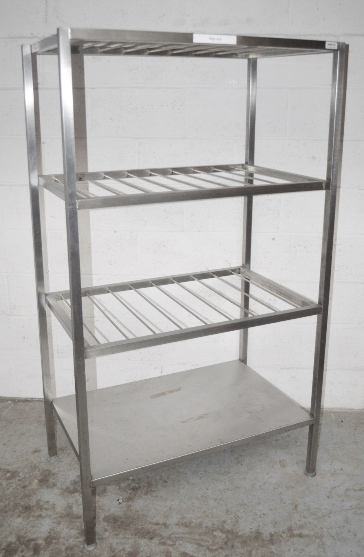 1 x Stainless Steel Commercial Kitchen Veg Rack - Dimensions: H174 x W100 x D60cm - Very Recently