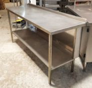 1 x Stainless Steel Commercial Prep Table With Upstand, Undershelf and Closed Back - Size to