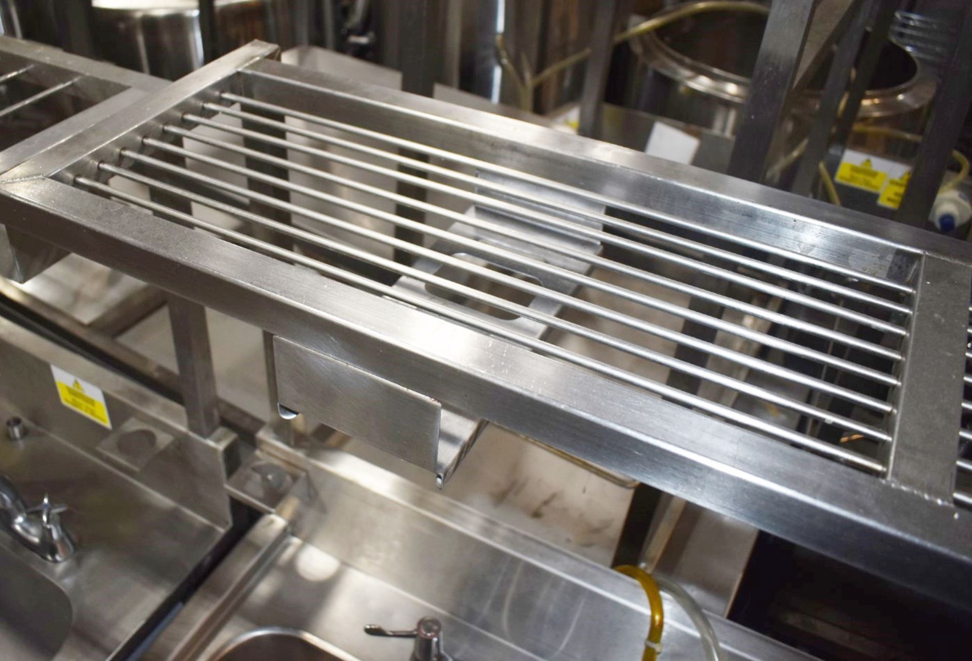 1 x Commercial Kitchen Wash Station With Two Large Sink Bowls, Mixer Taps, Overhead Drying Rack - Image 4 of 7